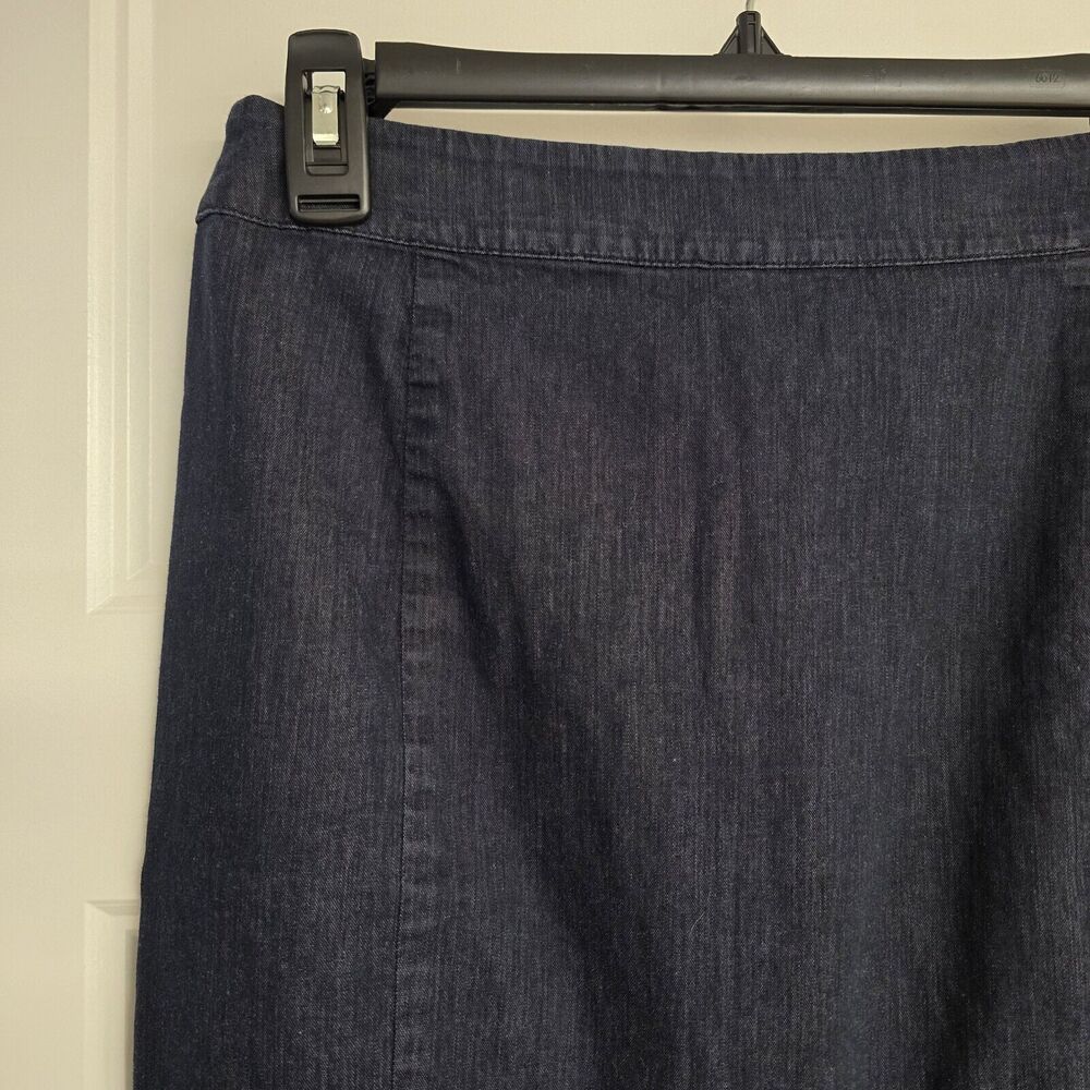 Women's LOFT Dark Chambray Mini Short Pencil Skirt | Size 2 Petite - Picture 3 of 7